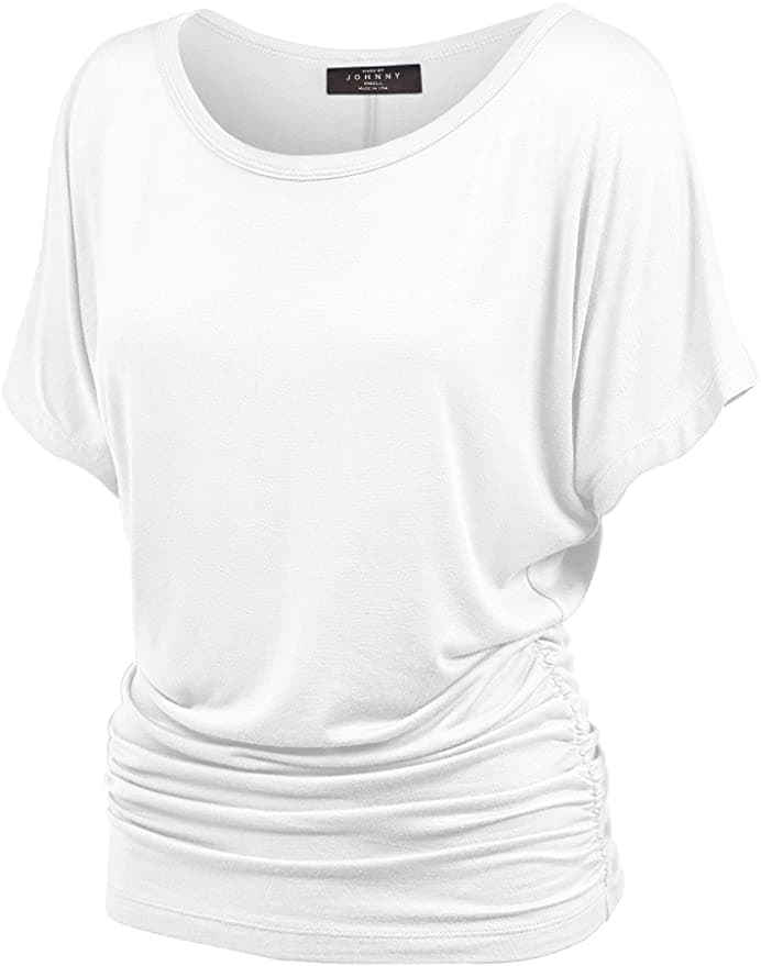 MBJ Women's Solid Short Sleeve Boat Neck V